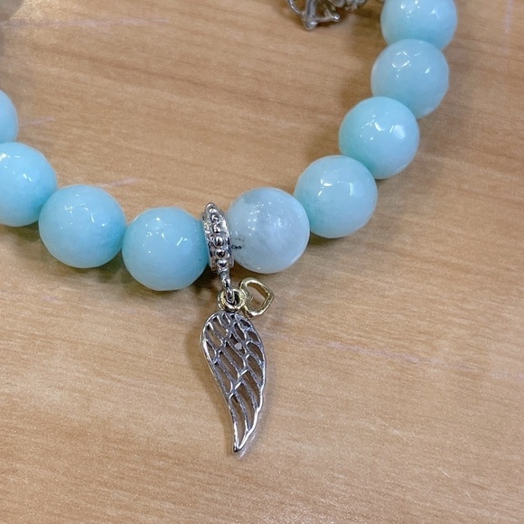 “I Love Jesus” Bracelet w/ Dyed Blue Jade and 925 Sterling Silver - Picture 2 of 10